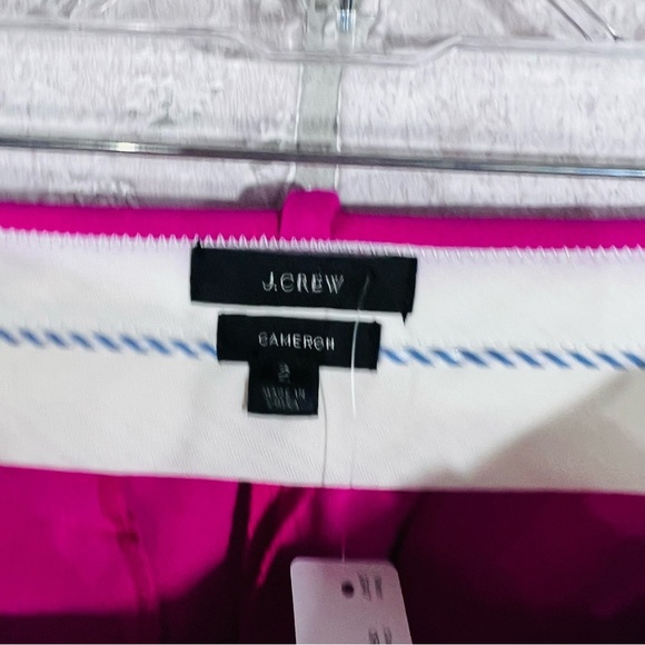 J. Crew NWT Cameron Slim Cropped Festive Pink Tailored Trousers Size 2 - Picture 6 of 8